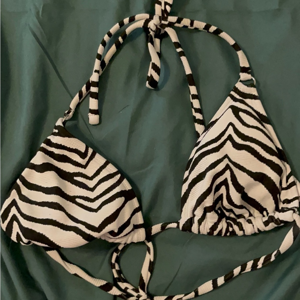 Wild Fable Black and White Zebra Bikini Top